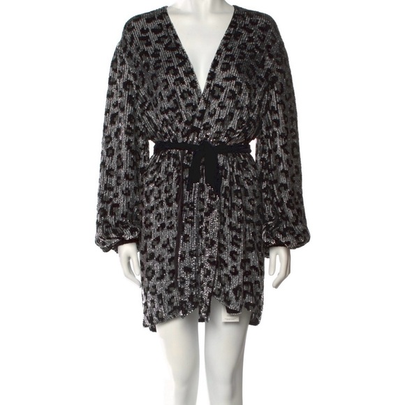 Retrofete Black and Gray Gabriella Robe Dress SZ Small - Picture 4 of 16